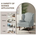 thumbnail image 4 of DREAMSIDEA Vintage Striped Accent Armchair, Comfy High Back Wing Chair Corner Chair Reading Chair for Living Room Bedroom Guest Room,Gray and White, 4 of 6
