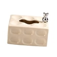 thumbnail image 2 of Caja de pañuelos de cerámica Macarena moderna servilletero rectangular blanco, 2 of 8