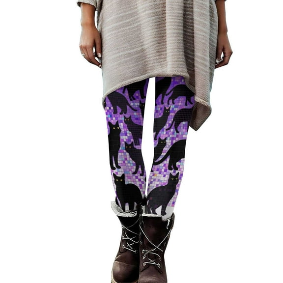 Mingw Ladies Festival Halloween Leggings Cosplay Costume Skinny Pants Stretchy and Comfortable Yoga Pants,Purple,S