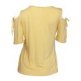 thumbnail image 2 of eVogues Plus Size Cold Shoulder Top With Necklace Detail Yellow, 2 of 5