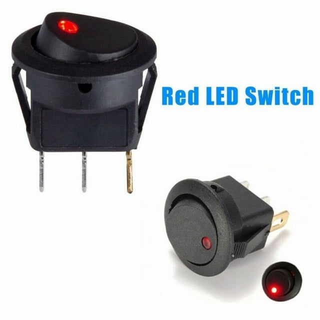 BTOER Practical LED Switch Round Switch Black Round Univeral Van DC 12V Dash Dashboard Illuminated ON/OFF Rocker Switch
