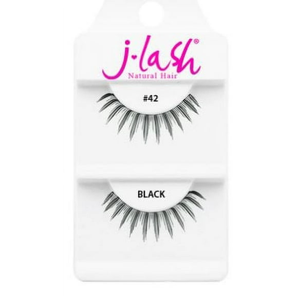 #42 Black , J Lash Daily Eyelashes, hair scalp beauty - Pack of 2 w/ Sleek 3-in-1 Comb/Brush