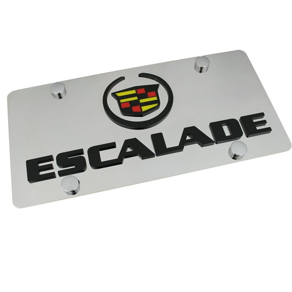 Cadillac Dual Logo Escalade License Plate (Black on Chrome)