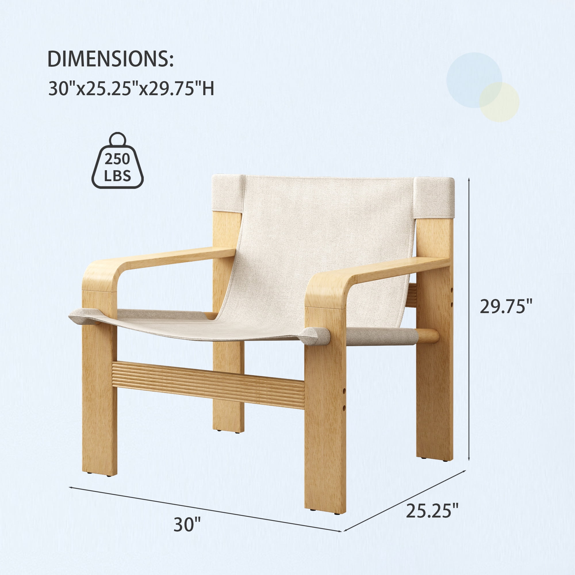 Aukfa Modern Accent Chair Set for 2, Detachable and Washable Armchair with Wide Armrest, Beige