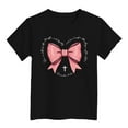 thumbnail image 4 of Gbsyewxs Girls Tshirts Crew Neck Short Sleeve Bow Print Fashion Summer Shirts For Kids Black Size 6-7 Years, 4 of 4
