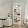 thumbnail image 5 of 5-Shelf Bookcase, Wooden Standing Rack Book Storage Shelves Furniture Selection for Living Room, Bedroom, Home Office (White), 5 of 14