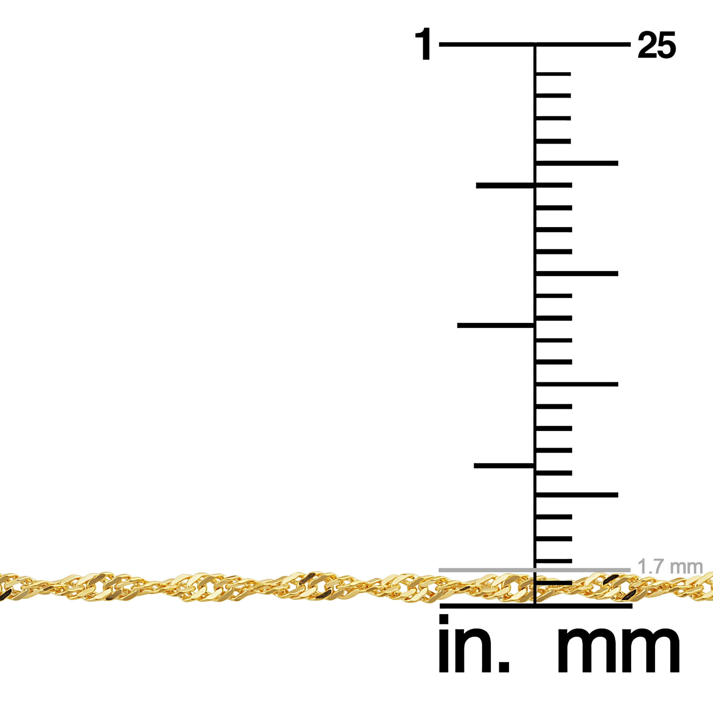 KoolJewelry 14k Yellow Gold Filled Singapore Chain Pendant Necklace (1.7 mm, 16 inch)