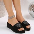 thumbnail image 2 of Aayomet Women's Slippers Ladies Fashion Summer Flashing Heart Decoration Open Toe Slope Heel Slippers,Black 7, 2 of 5