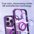 thumbnail image 2 of ELEHOLD Clear Case for iPhone 14 Pro Max, Transparent Acrylic Case Rotation Ring Holder Kickstand Plating Camera Lens Frame Anti-Yellowing Shockproof Case for iPhone 14 Pro Max 6.7",Blue, 2 of 7