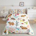 thumbnail image 2 of Erosebridal Cartoon Capybara Comforter Set Brown Capybara Twin Bedding Set Cute Leaves Floral Animal Quilt Comforter Woodland Botanical Butterfly Bird Bed Duvet Set Room Decor, 2 of 7