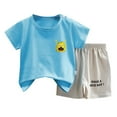 thumbnail image 1 of Liyamei Ensemble d'Été pour Enfants avec Shorts à Manches Courtes, Bleu 3-4 Ans, 1 of 2
