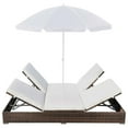 thumbnail image 3 of vidaXL Lit de Détente d'Extérieur avec Parasol en Rotin Poly Brun, 3 of 5