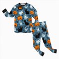 thumbnail image 6 of NOLDARES Boys Girls Halloween Pajamas Cute Pumpkin Print Pjs Cotton Kids Skeleton Sleepwear Clothes Sets Ghost Skull Holiday Sleepwear(Navy,5-6 Y), 6 of 8