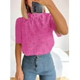 thumbnail image 6 of PRETTYGARDEN Summer Tops for Women Trendy Short Sleeve Eyelet Embroidered Dressy Casual Blouse Shirts, 6 of 8
