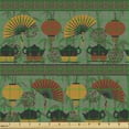 thumbnail image 2 of Ambesonne Tea Party Fabric by the Yard Upholstery, Chinese Vibes Print Boho, 1 Yard, Reseda Green and Marigold, 2 of 5