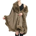 thumbnail image 5 of Hfyihgf Women's Oversizd Shawl Cardigan Batwing Sleeve Faux Fur Trim Cape Wool Winter Warm Cloak Poncho Coat Khaki One Size, 5 of 8