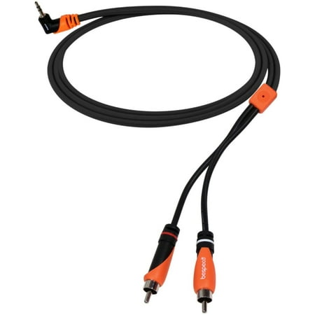 - Bespeco SLYMPR180 6 ft. 3.5 mm Stereo Right Angle to 2 RCA Male OFC Y Cable 6 ft.