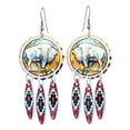 thumbnail image 2 of FRONT LINE JEWELRY Southwestern White Buffalo Earrings for Women | Handmade Copper Earrings with Colorful Watercolor Backdrop | Native-Inspired Buffalo Jewelry Gift (WhiteBuffalo), 2 of 11