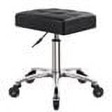 WKWKER Heavy Duty Rolling Stool with Wheels Hydraulic Swivel Adjustable Rolling Stool Ergonomic Thick Leather Rectangle Seat Stool Chair for Kitchen Drafting Lab Office Salon Message Stool (Black)