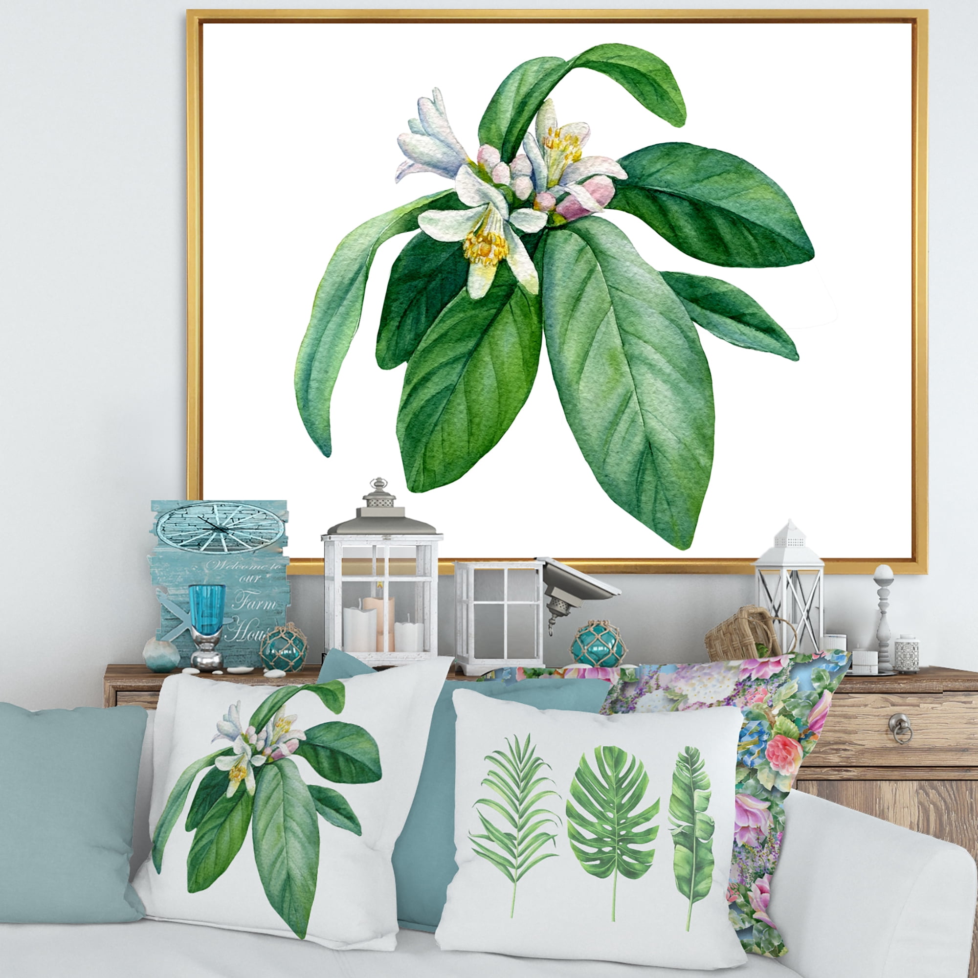 Designart 'Flowering Mandarin With Branch' Traditional Framed Canvas Wall Art Print