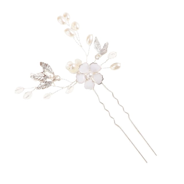 Pasadores de pelo de perlas elegantes rhinestone hoja Flor para boda nupcial Sunnimix Alfileres nupciales de boda