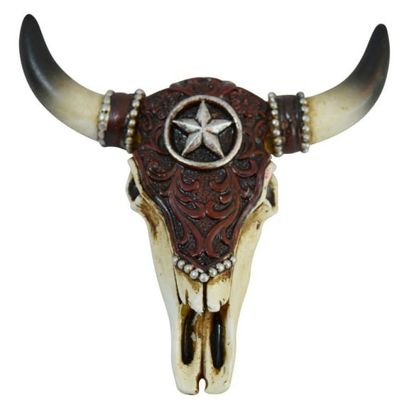 Pine Ridge Southwestern Magnetic Star Skull Steer Bull Head Rustic Chic Wall Hanging Texas Decor -Strong and Durable Polyresin Made Aged Finish Sculpture Replica Of Real Steer Head Skull Gift Idea