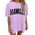 thumbnail image 1 of Tiweut Hauts Décontractés pour Femmes Oversize Vintage Coupe Ample Manches Courtes Col Rond T-Shirts d'Été pour Dame Violet Pâle, 1 of 6