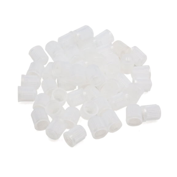Unique Bargains 50 Pcs White Plastic Tire Air Valve Stem Caps Tyre Wheel Rims Dust Cover for Car