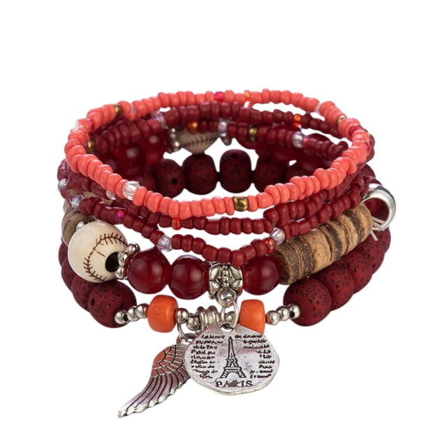 Bracelets Multicolor Stackable Bead Jewelry Set for Women and Men – Stretchable Layered Bracelet in Various
