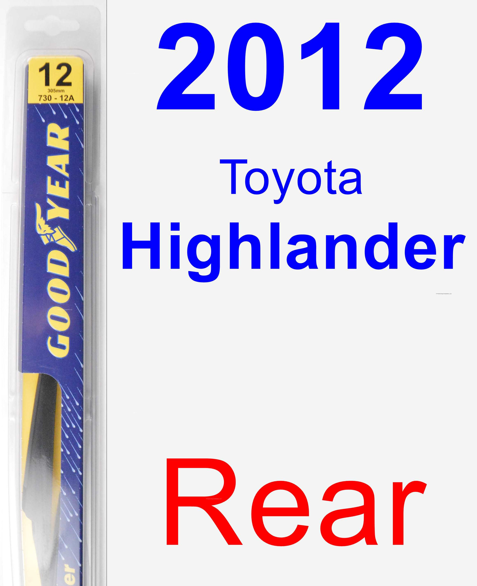 2012 Toyota Highlander Rear Wiper Blade Size