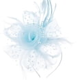 thumbnail image 3 of HuangHuanChen Women's Headpiece Hat Clip Fascinators Hats for Women Tea Party Hats Feather Veil Headband for Wedding Cocktail Dresses Accessories Kentucky Derby Hats for Women Light Blue One Size, 3 of 4