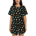 thumbnail image 1 of Balery Solar System Planets Space Conjunto de Pijama para Mujer con Estampado, Dos Piezas de Manga Corta y Shorts, Ropa de Dormir Suave con Cuello Redondo y Bolsillos-XX-Large, 1 of 6