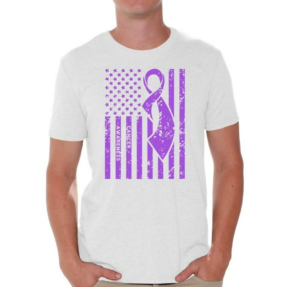 Awkward Styles Men's Cancer Awareness Graphic T-shirt Tops Purple Ribbon