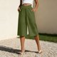thumbnail image 5 of Pantalones de Pierna Recta de Lino para Mujeres Verano Suelto Color Sólido Cintura Elástica con Bolsillos Pantalones de Pierna Recta Casual, 5 of 6