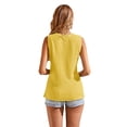 thumbnail image 2 of Summer Sleeveless Solid Color Women Waffle Knit V-Neck Tank Tops Cami Shirt, 2 of 3