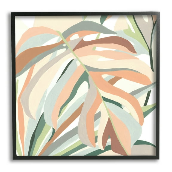 Stupell Industries Monstera Plant Leaf Soft Hues Botanical & Floral Painting Black Framed Art Print Wall Art