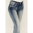 thumbnail image 4 of Grace in LA Women's Heavy Embroidered Stitch Pocket Distressed Bootcut Stretch Jeans (32), 4 of 4