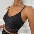 thumbnail image 3 of Camisola sin mangas con tirantes finos para mujer, chaleco de punto acanalado con cuello en V, camiseta sin mangas informal negra ajustada con ribete de encaje, 3 of 8
