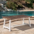 thumbnail image 5 of Outdoor Dark Brown Sandblast Finish Acacia Wood Dining Table with White Rustic Metal Finish Frame, 5 of 13