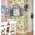 thumbnail image 5 of LACHEERY Papel pintado de hoja de palma tropical, 17.7 pulgadas x 6.8 pies, papel de contacto extraíble, blanco, verde, rosa, papel pintado floral autoadhesivo decorativo para paredes de dormitorio, e, 5 of 5