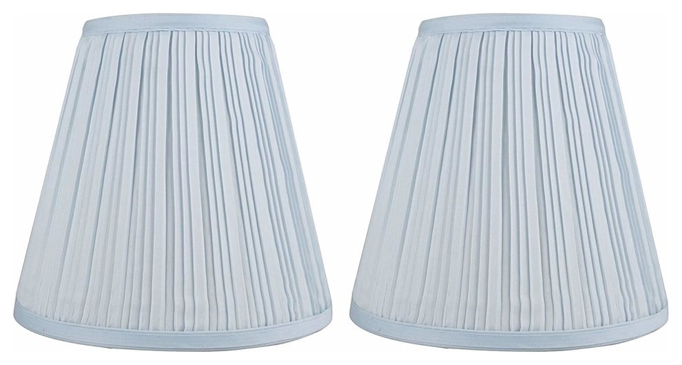 Urbanest Empire Lamp Shade 5x9x8.5", Baby Blue Pleated Faux Silk, Set
