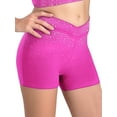 thumbnail image 3 of Zaldita Kids Girls Shiny Rhinestones Gymnastics Dance Shorts Vfront Stretch Figure Skating Training Bottoms Hot Pink 14, 3 of 5
