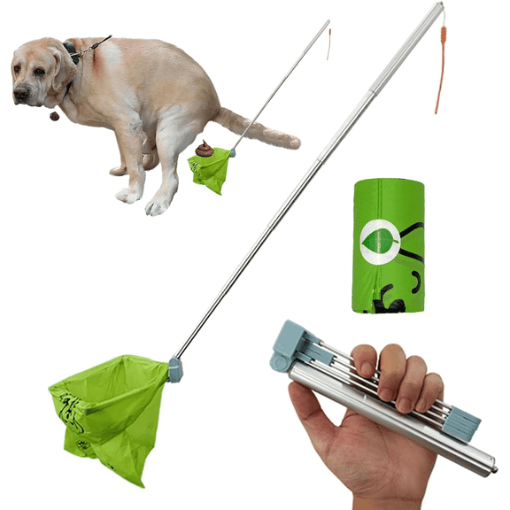 Portable Foldable Dog Poop Catcher With Bag Attachment No Bending Poop Picker up for Dogs Dog Pooper Scooper - L