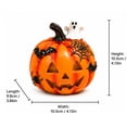 thumbnail image 3 of Indoor Halloween Decor, Halloween Table Decor, Halloween Skeleton Decorations, Jack O Lantern Decor, 4.5X4.5X4 Inch Resin Halloween Pumpkin Figurine with Mini Ghost and Halloween, 3 of 5