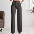 thumbnail image 2 of WMNTST Women's Dress Pants Straight-Leg High Waisted Business Trousers Solid Color Regular Fit Everyday Office Casual Pant, 2 of 4