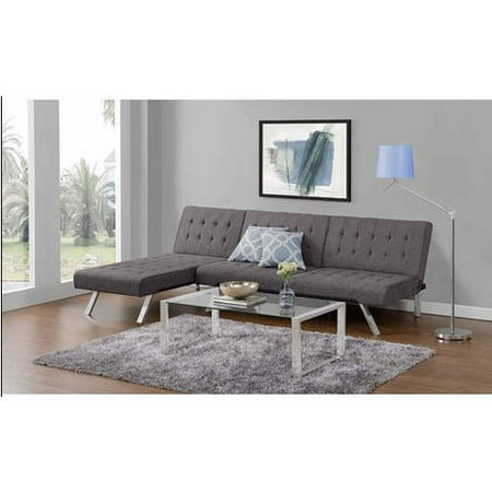 Emily Convertible Futon with Chaise Lounger, Multiple Colors