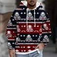 thumbnail image 2 of SERTG Men's Christmas Print Hooded Sweatshirt Long Sleeve Fashion Drawstring Front Pockets Stylish Casual Holiday Gifts Men's Tops(Wine,2XL), 2 of 5