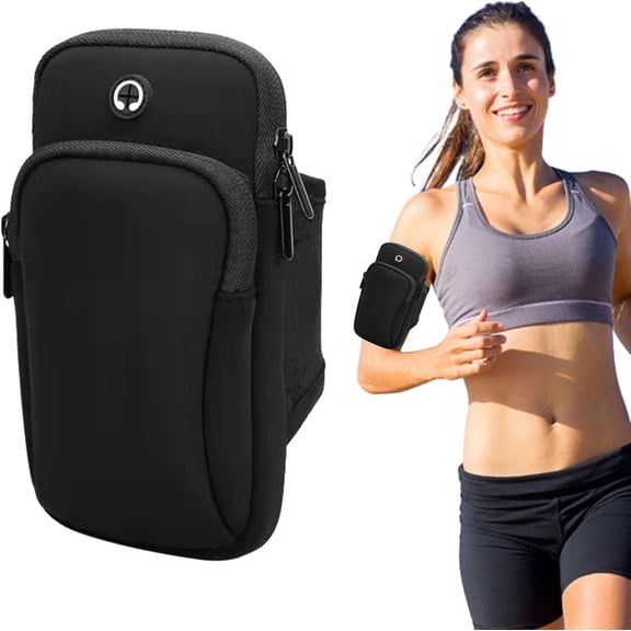 Phone Holder for Running, Walking, Workout, Under 7 in Armband Smartphone Holder, Phone Pouch Cards Keys Wallet, Gym Sports Arm Bands Sleeve Fit Women Men(Color:Black)