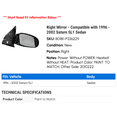 thumbnail image 2 of Right Mirror - Compatible with 1996 - 2002 Saturn SL1 Sedan 1997 1998 1999 2000 2001, 2 of 2
