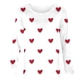 thumbnail image 4 of TFEOQRY Women's Heart Pattern Print Top Crew Neck Long Sleeve Casual Loose Pullover Fall Daily Wear Shirt Red, 4 of 5